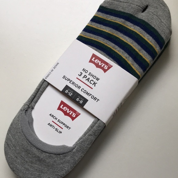 3 Pairs Levi’s No Show Arch Support Slip Socks NEW - Picture 2 of 5